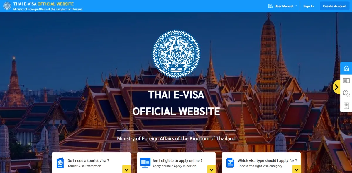 Thailand e-Visa request system