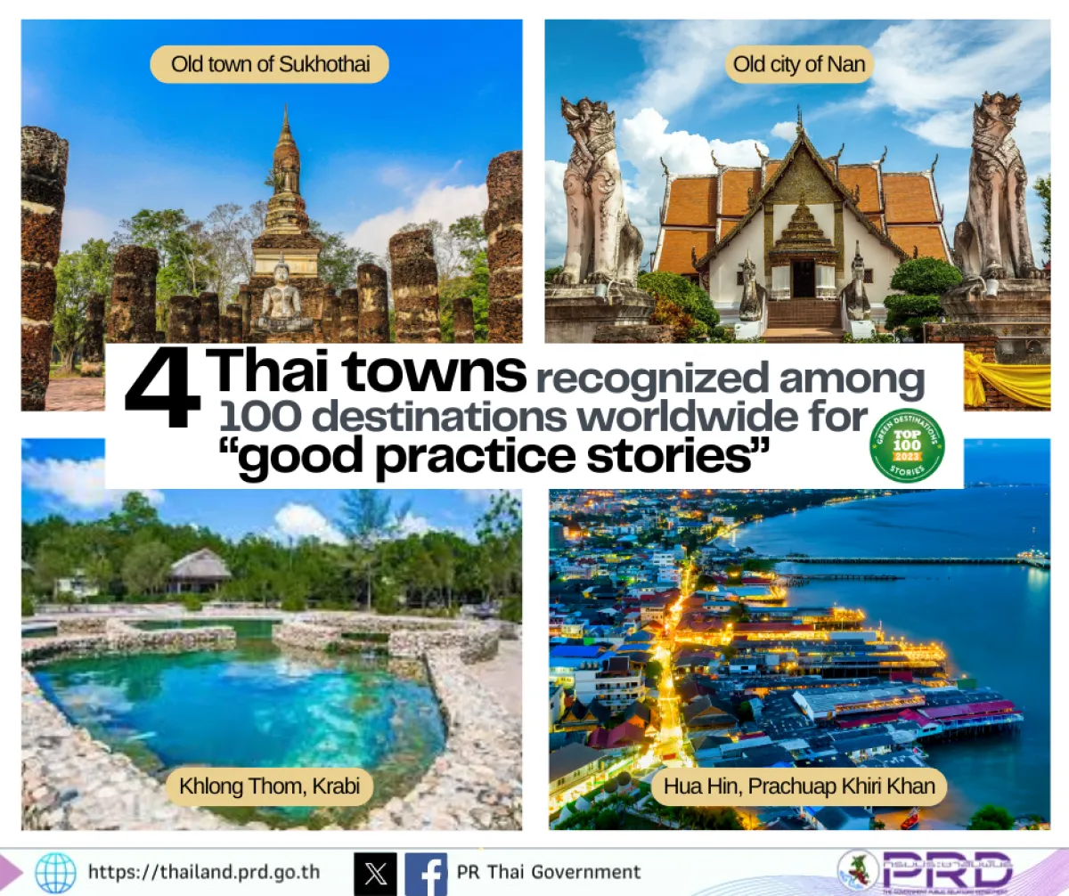Four Thai towns recognized among 100 destinations worldwide for “good practice stories”