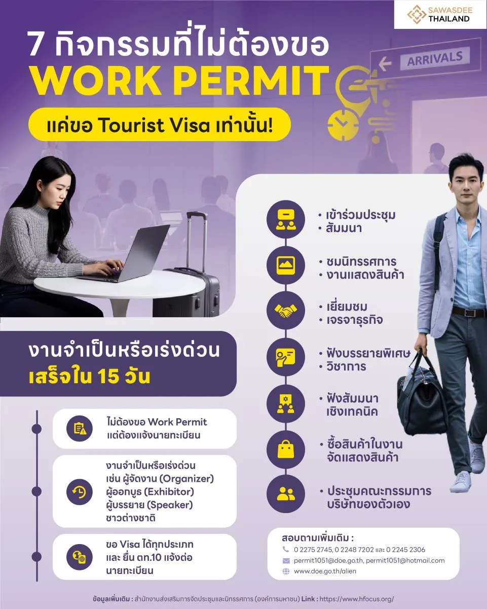 7 กิจกรรมที่ไม่ต้องขอ Work Permit (แค่ขอ Tourist Visa เท่านั้น!)