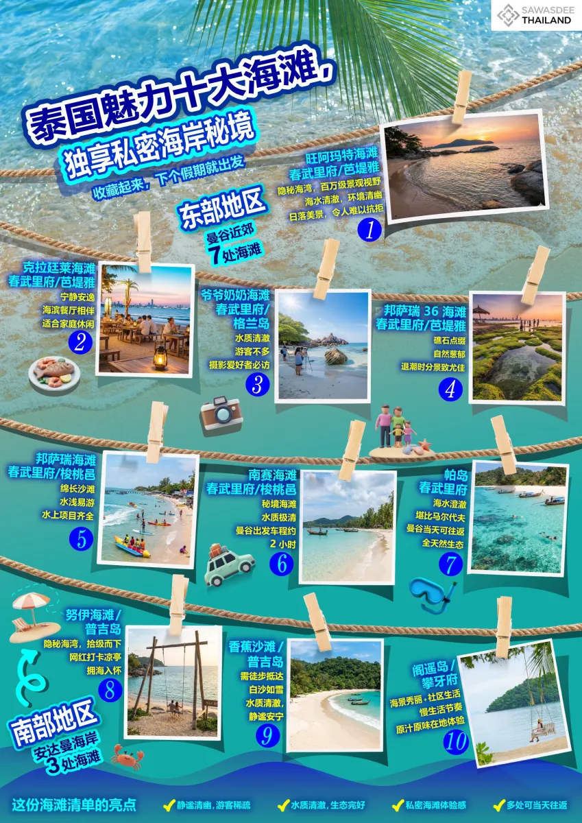 泰国魅力十大海滩， 独享私密海岸秘境