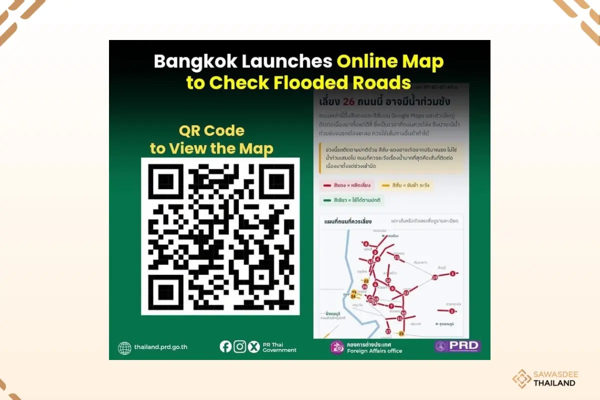 Bangkok has provided an online map to help the public check flooded roads across the city