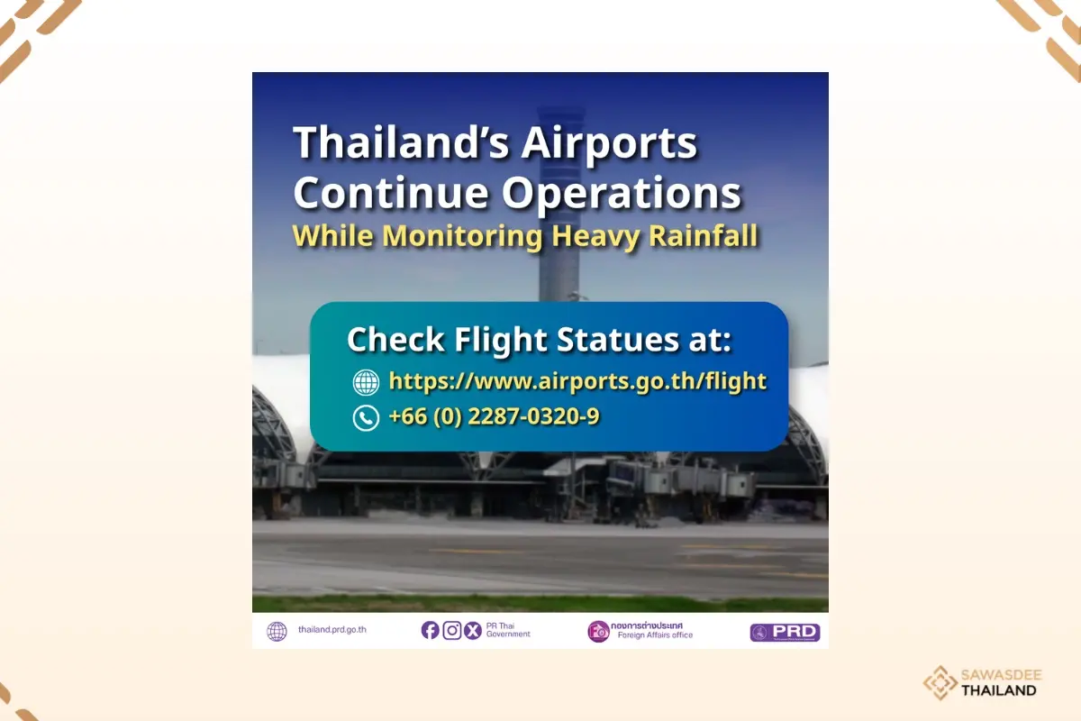 Thailand’s Airports Continue Operations While Monitoring Heavy Rainfall