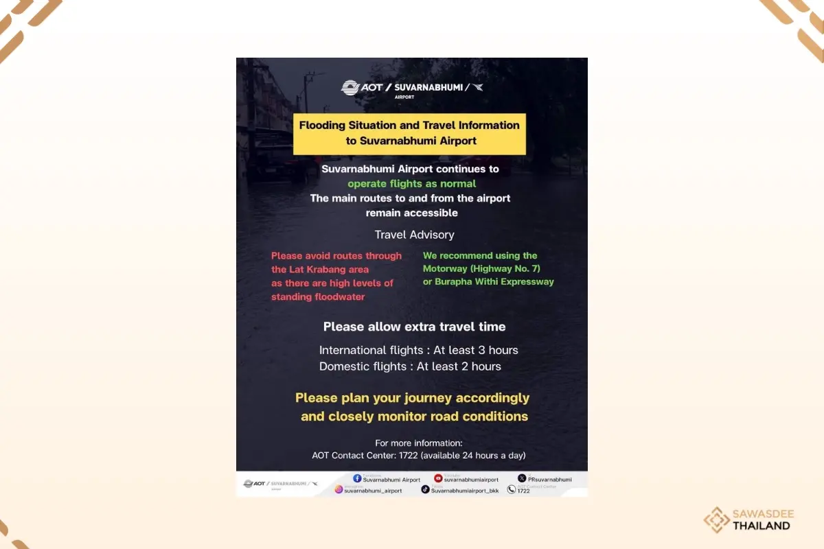 Flooding Situation and Travel Information to Suvarnabhumi Airport