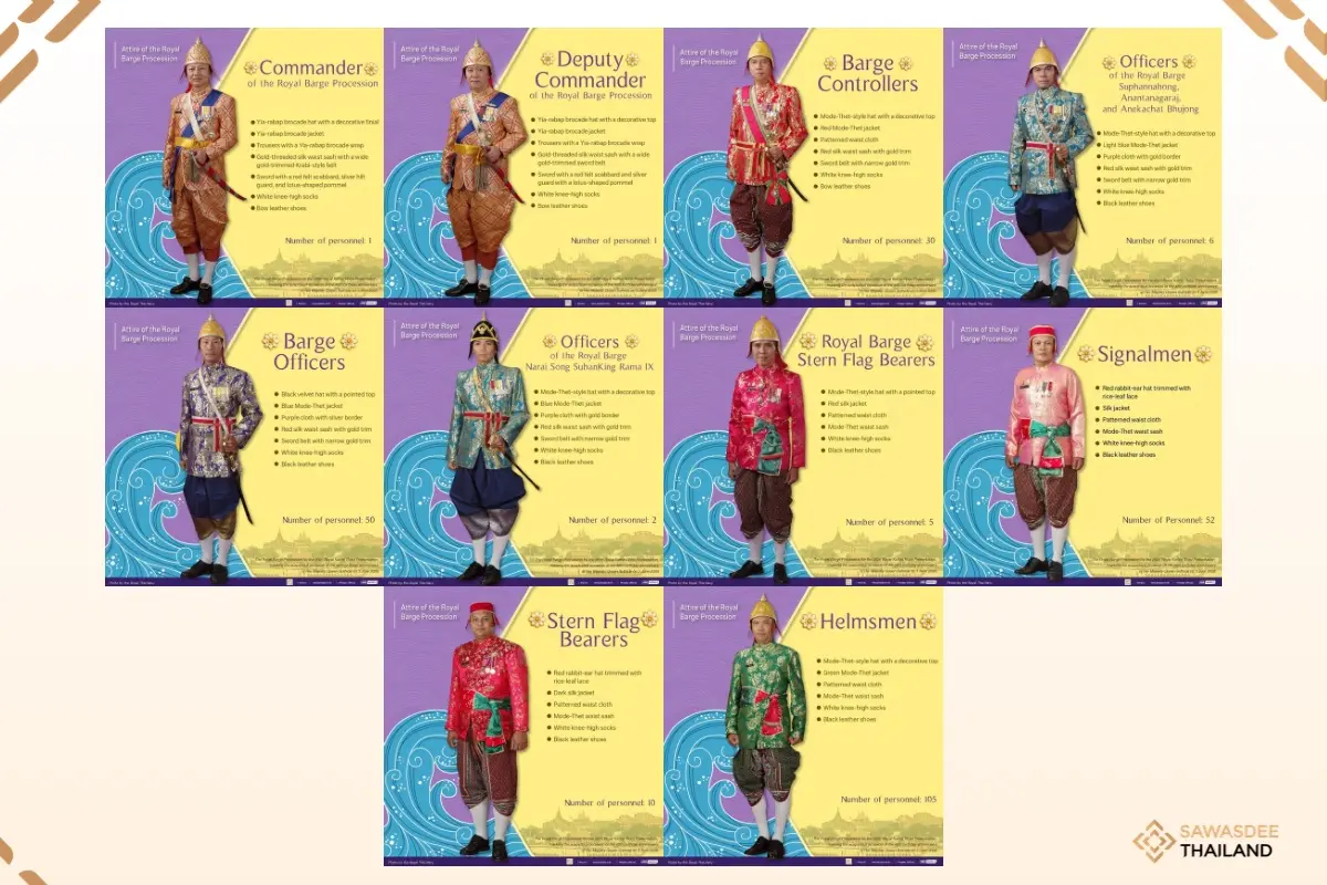 Attire of personnel and rowers...
